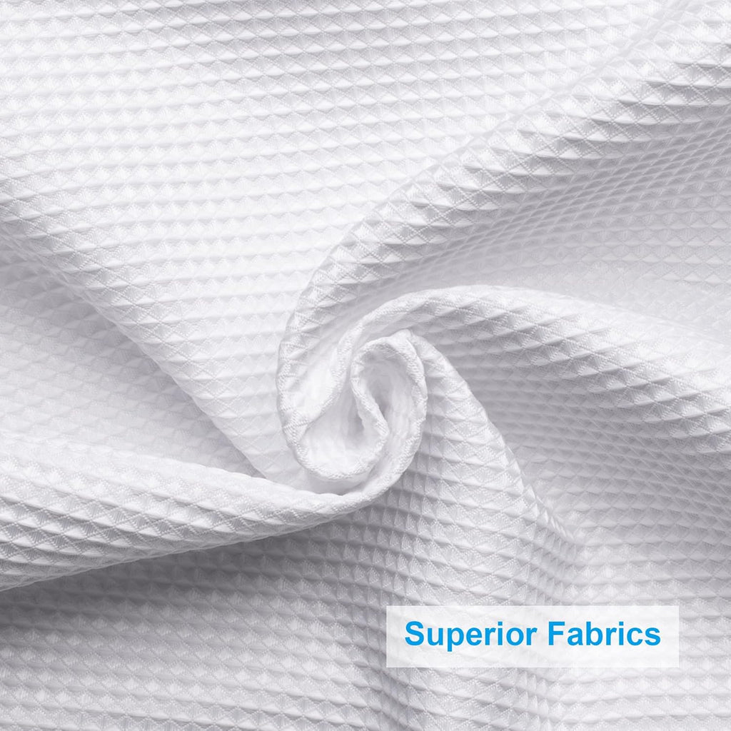 White Shower Curtain Fabric, Waffle Shower Curtains for Bathroom, Cloth Shower Curtain Heavy Duty, Thick Bathroom Shower Curtains Hotel Quality, Premium Polyester, 72x72 Inches
