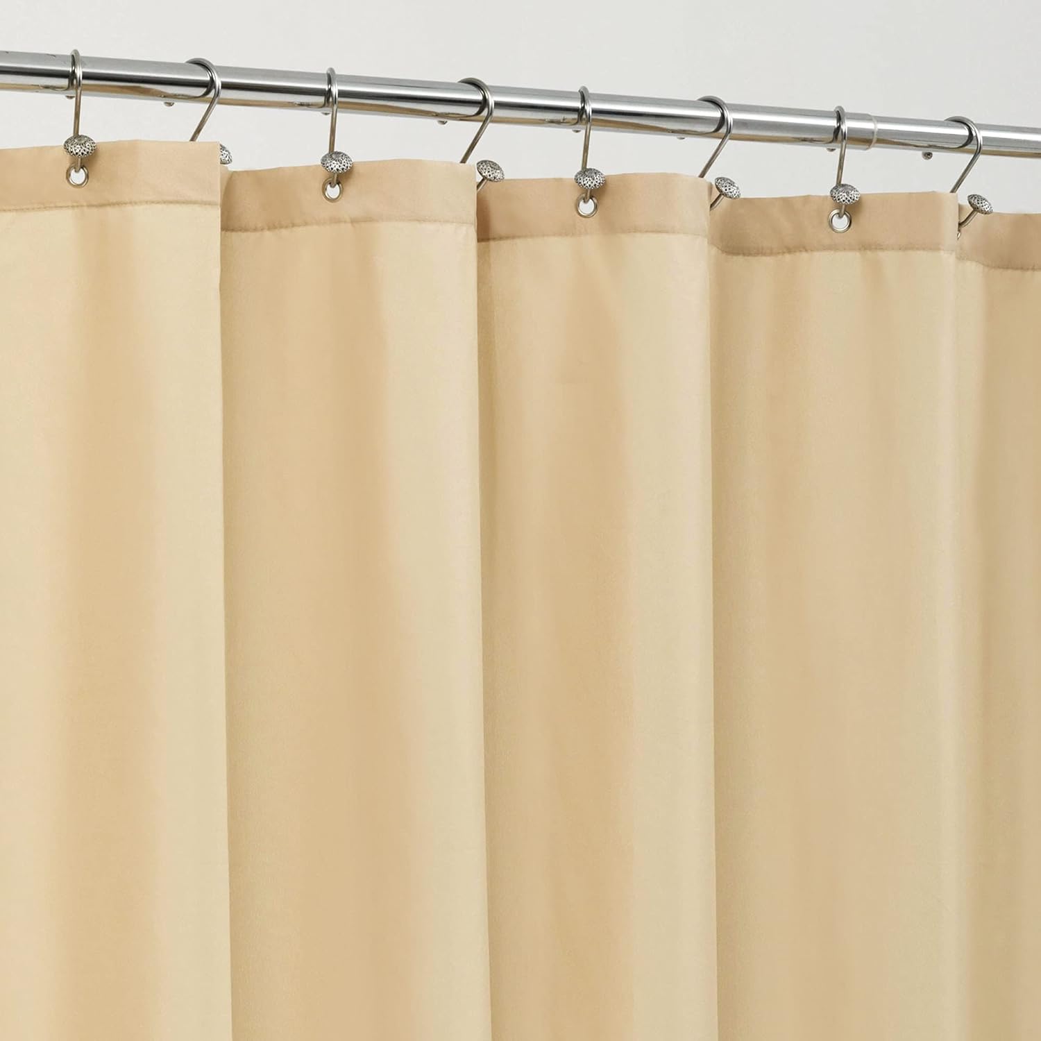 Waterproof Fabric Shower Curtain Soft Hotel Quality - 3 Magnets at Bottom, Premium Black Shower Curtain Liner for Bathroom, Light-Weight Cloth & Washable - 72x72, Black