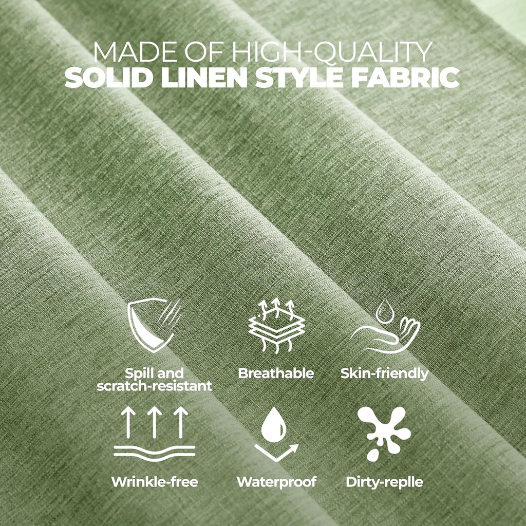 Decorelia Faux Linen Round Tablecloths 60 inch, Waterproof Decorative Washable Texture Rustic Circle Table Cloth Cover for Dining Kitchen Party Farmhouse Outdoor(Round (2-4 Seats),Sage Green)
