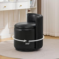 Velvet Vanity Chair with Storage, 360° Swivel Makeup Chair with Wave Back, No Assembly Small Accent Stool for Bedroom, Dressing, Living Room, White
