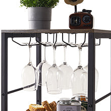 IBUYKE Wine Rack Freestanding Floor, Bar Cabinet for Liquor and Glasses,4-Tier Wood Coffee Bar Cabinet,Glass Holder and Storage Drawer for Home Bar Kitchen Living Room,Rustic Brown UTMJ905H